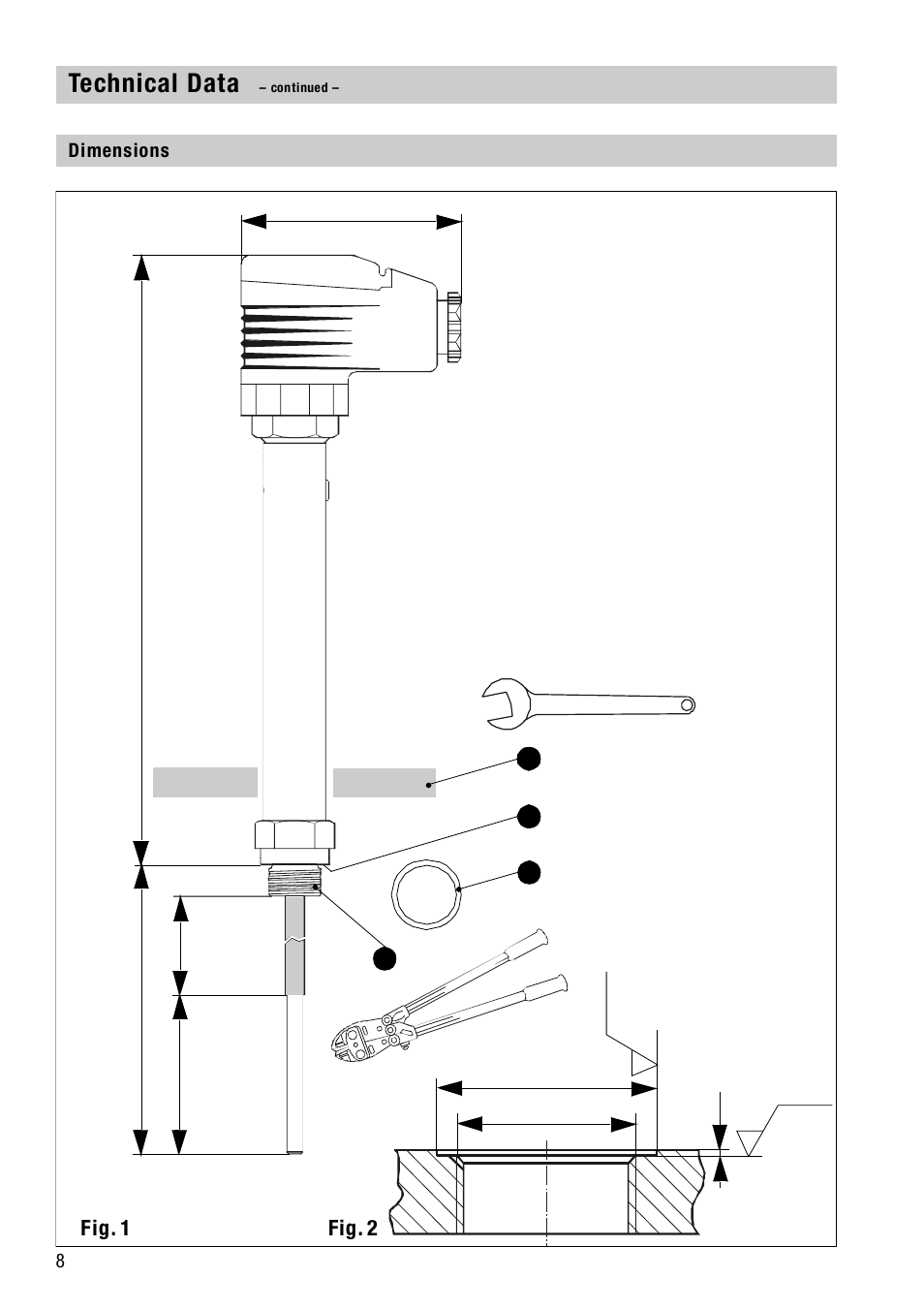 Dimensions, Dimensions key, Technical data | Flowserve NRGS 16-4 User Manual | Page 8 / 18