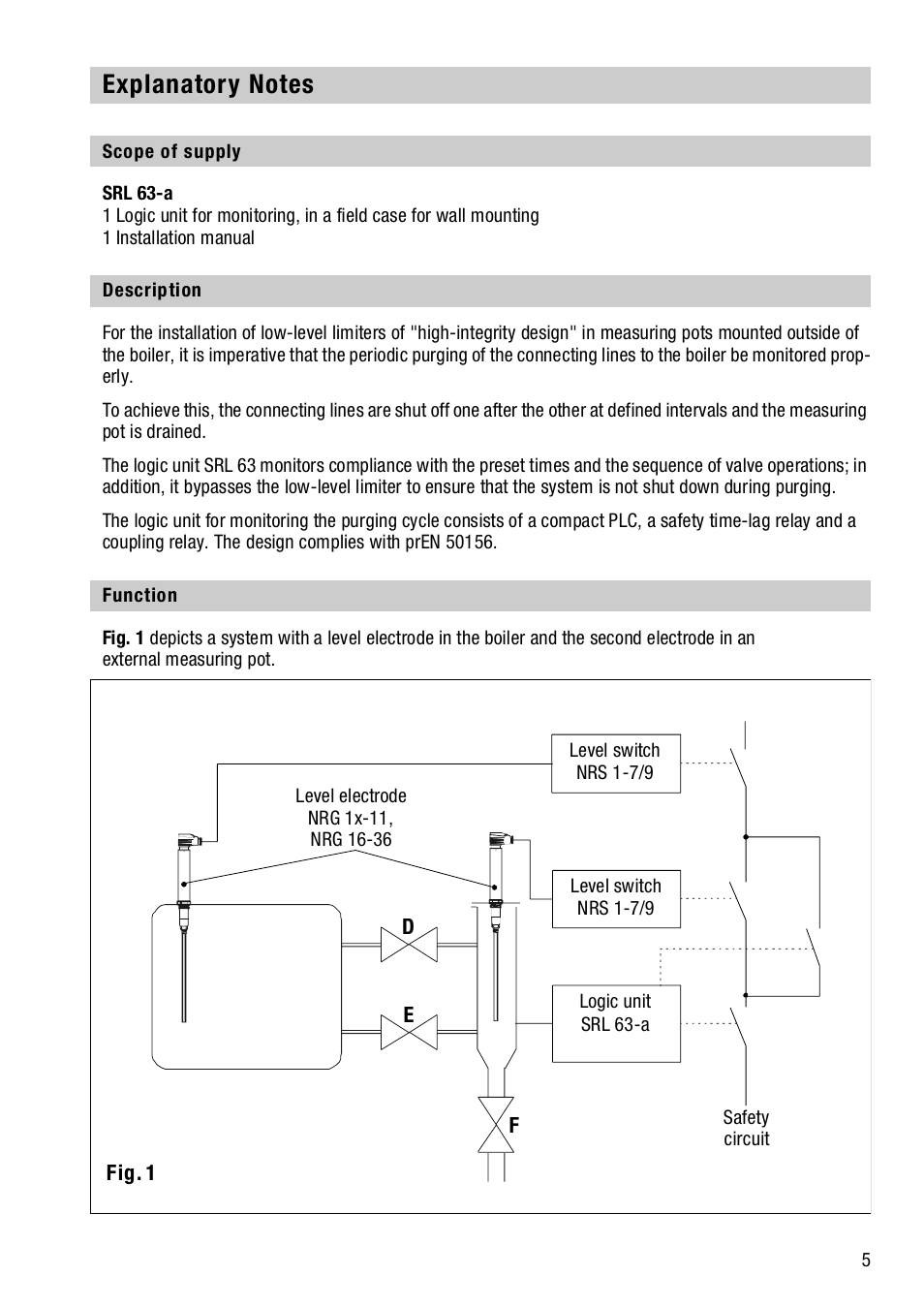 Explanatory notes, Scope of supply, Description | Function, Scope of supply description function | Flowserve SRL63-A User Manual | Page 5 / 18