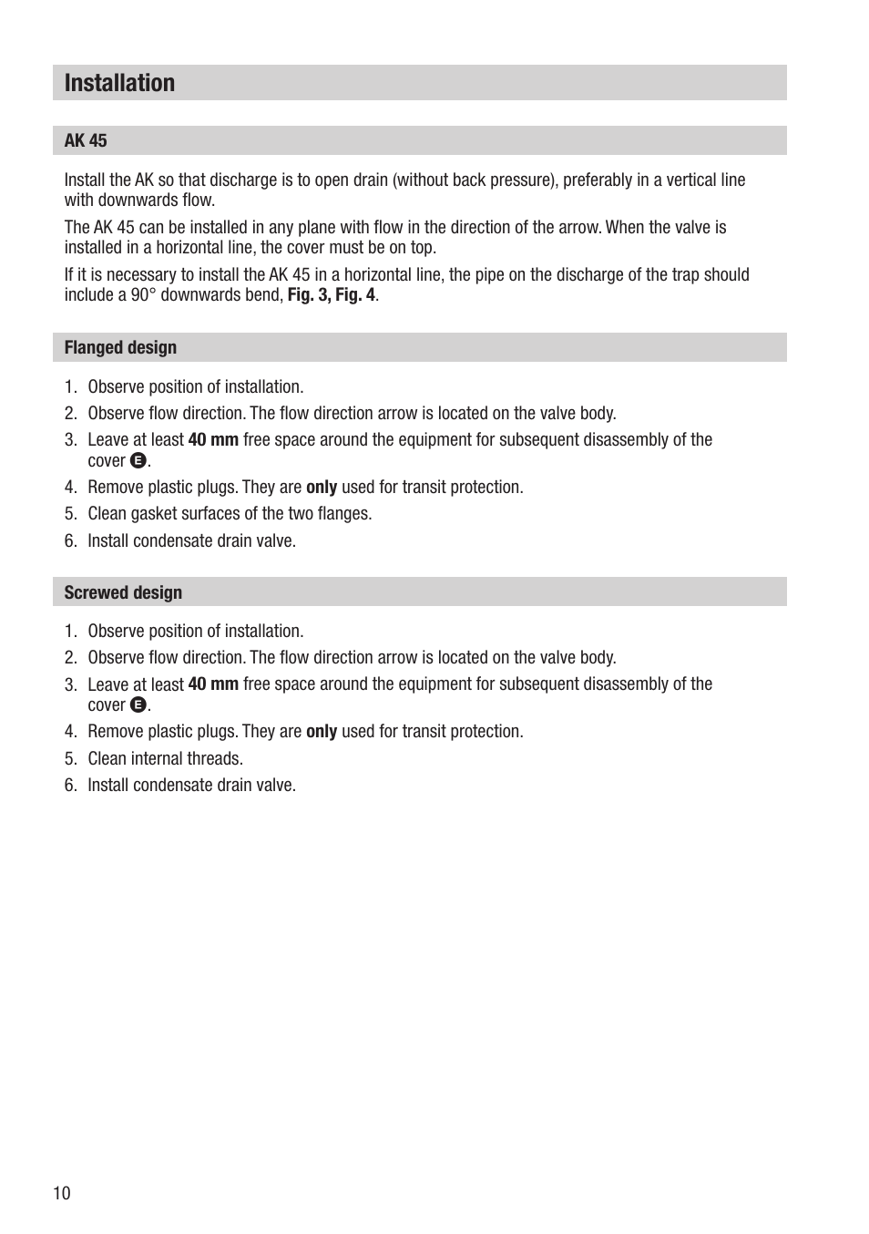 Installation | Flowserve AK 45 User Manual | Page 10 / 16