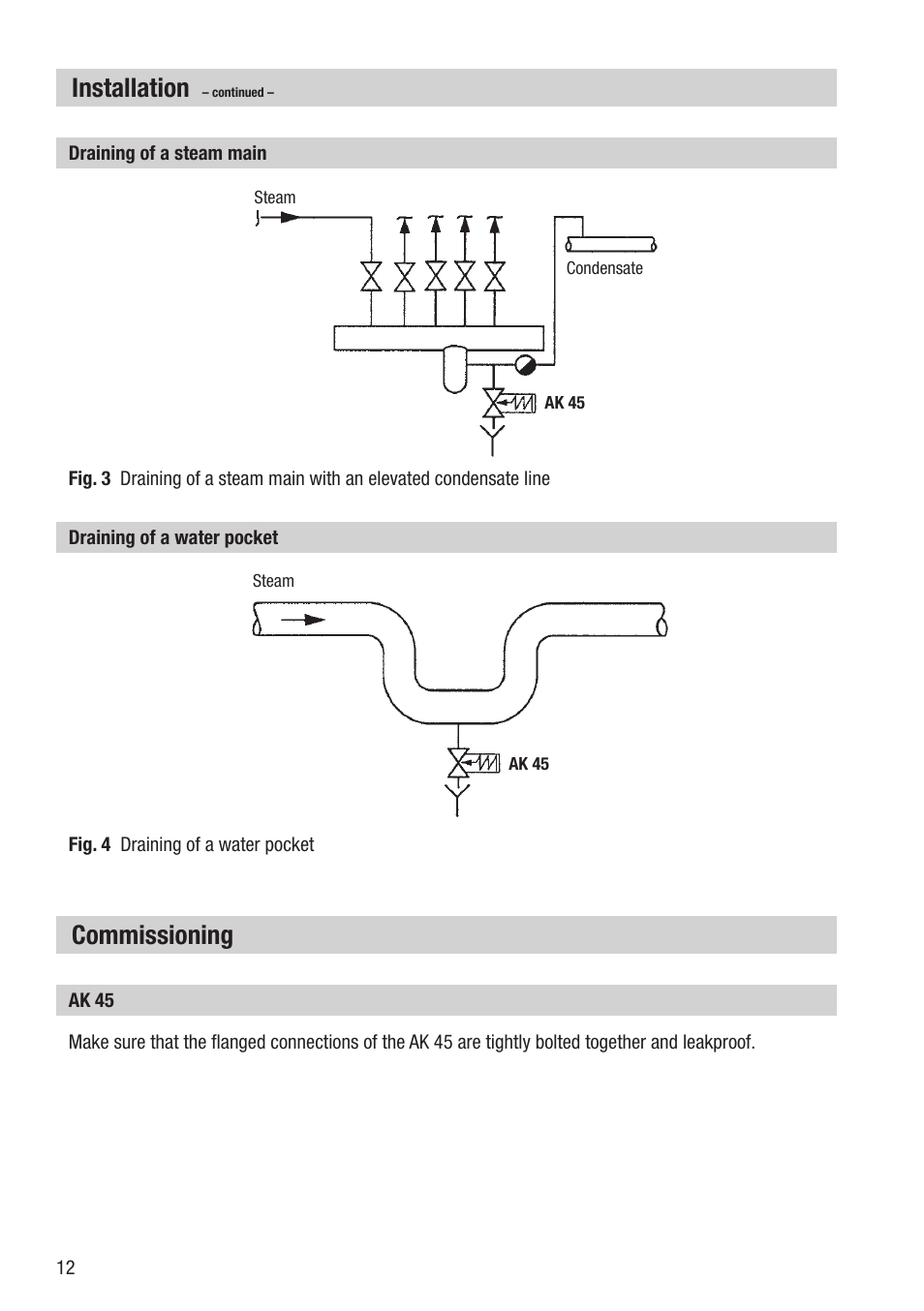 Commissioning, Installation | Flowserve AK 45 User Manual | Page 12 / 16