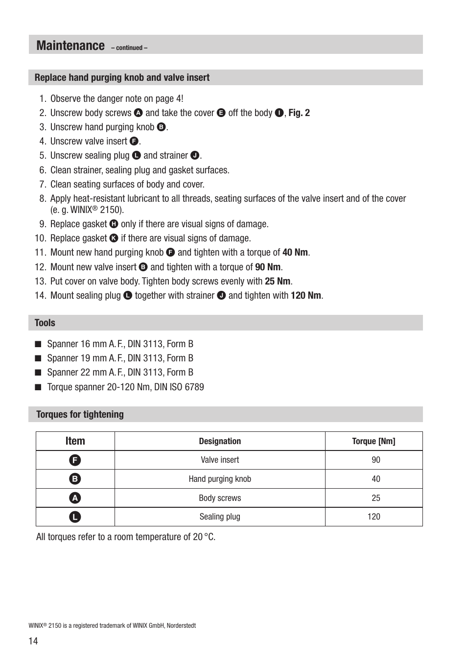 Maintenance | Flowserve AK 45 User Manual | Page 14 / 16