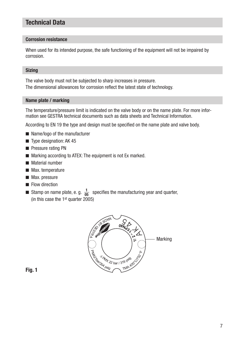 Ak 45, Technical data, Fig. 1 | Flowserve AK 45 User Manual | Page 7 / 16