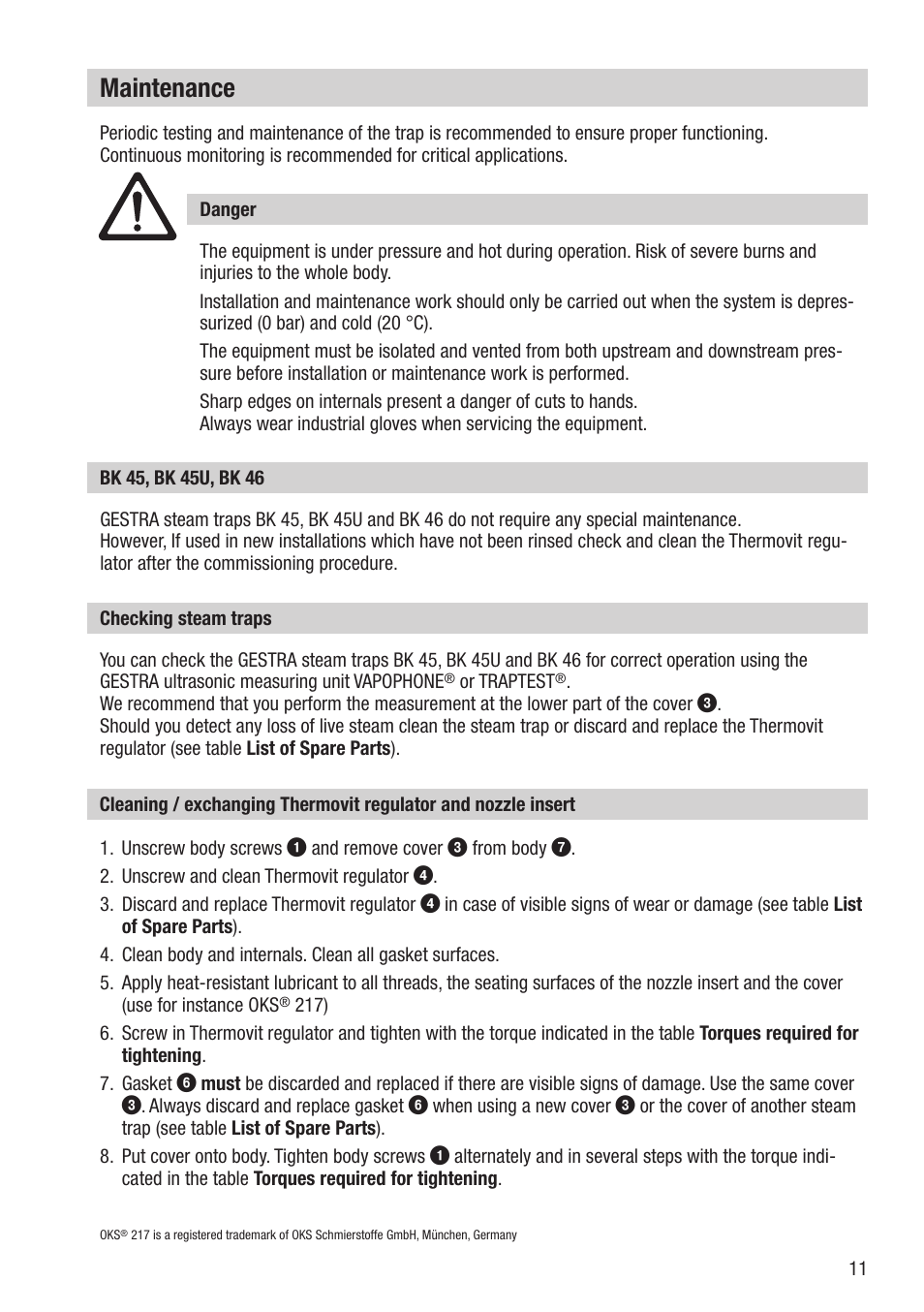 Maintenance | Flowserve BK 45 User Manual | Page 11 / 16