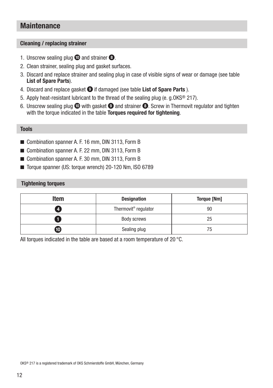 Maintenance | Flowserve BK 45 User Manual | Page 12 / 16