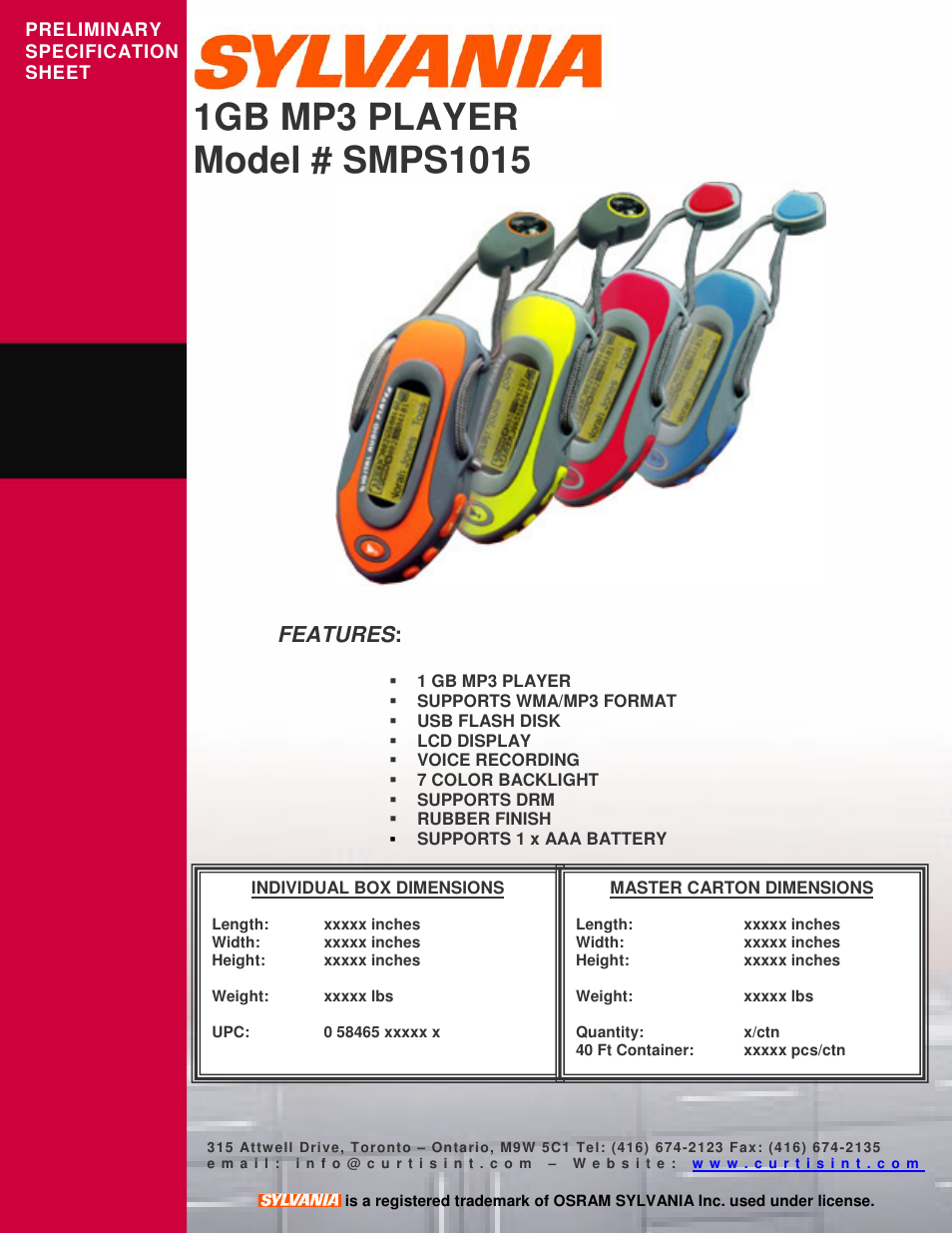 Curtis SMPS1015 User Manual | 1 page