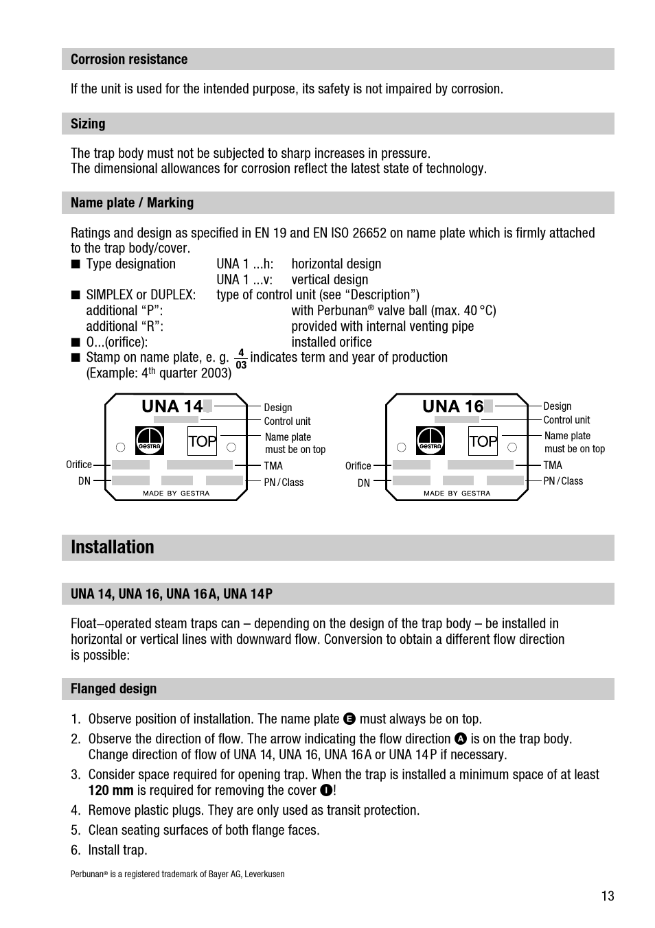 Installation | Flowserve UNA 14 User Manual | Page 13 / 20