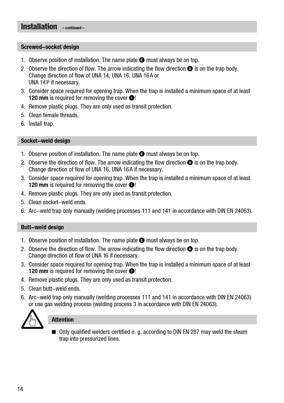 Installation | Flowserve UNA 14 User Manual | Page 14 / 20