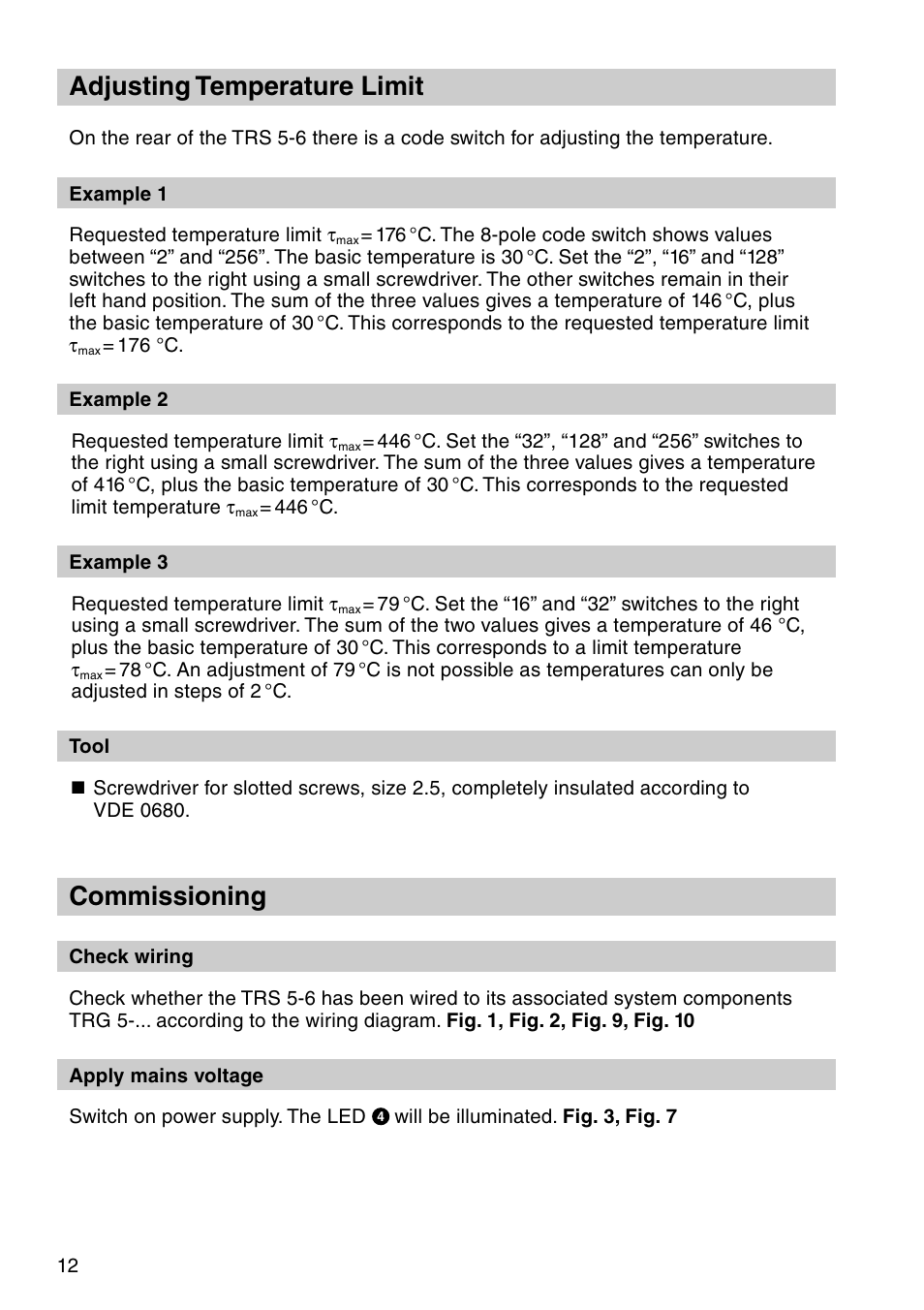 Adjusting temperature limit, Commissioning | Flowserve TRS 5-6 User Manual | Page 12 / 16