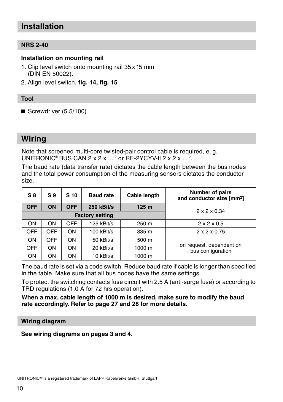 Wiring installation | Flowserve NRS 2-40 User Manual | Page 10 / 32