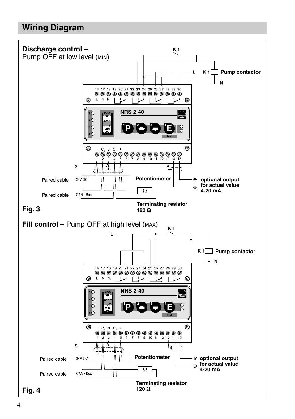 Wiring diagram, Fill control – pump off at high level | Flowserve NRS 2-40 User Manual | Page 4 / 32