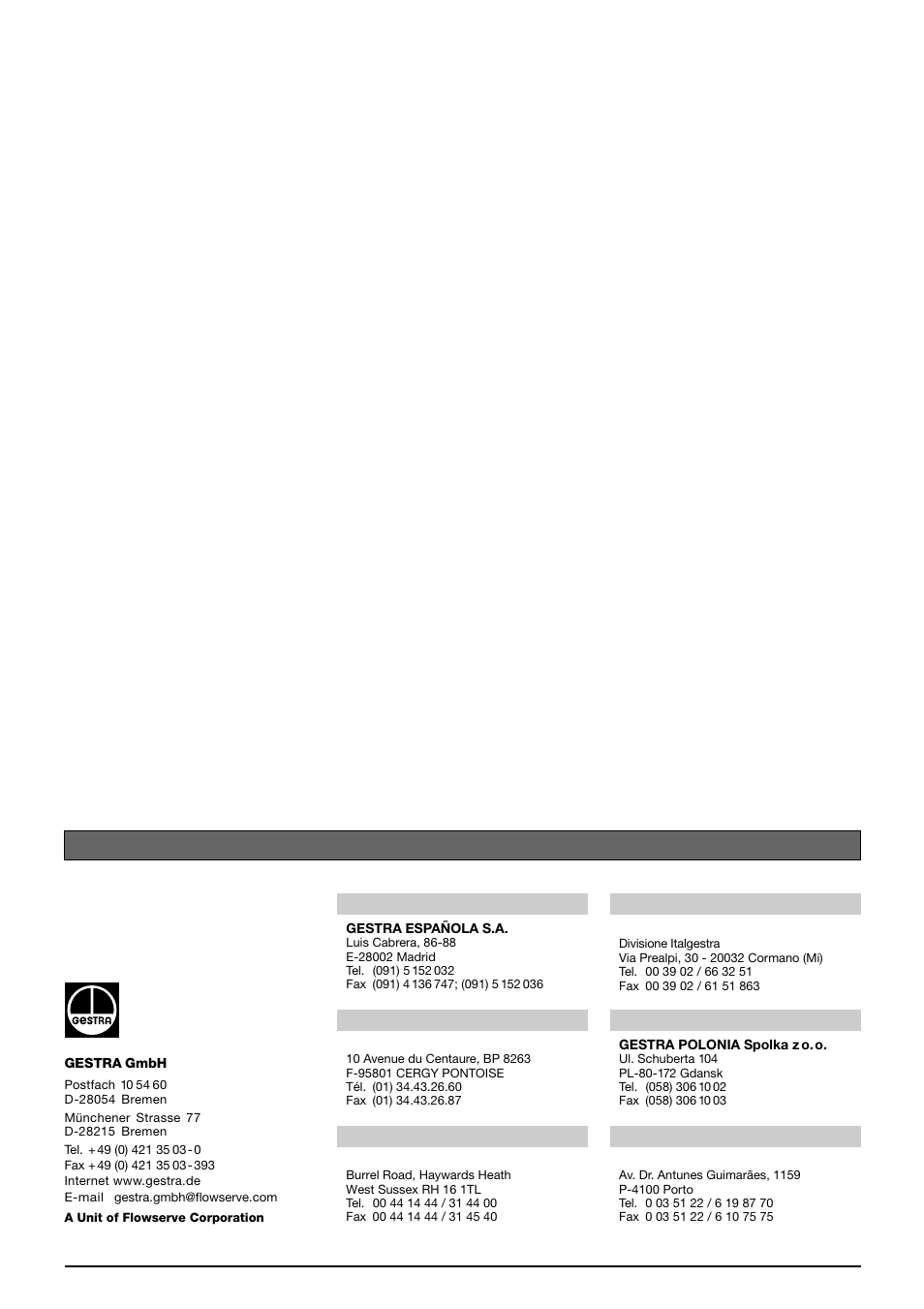 Polska, Portugal, Italia great britain | France españa | Flowserve OR 42 User Manual | Page 12 / 12