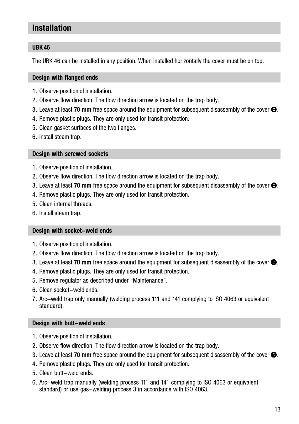 Installation | Flowserve UBK 46 User Manual | Page 13 / 20