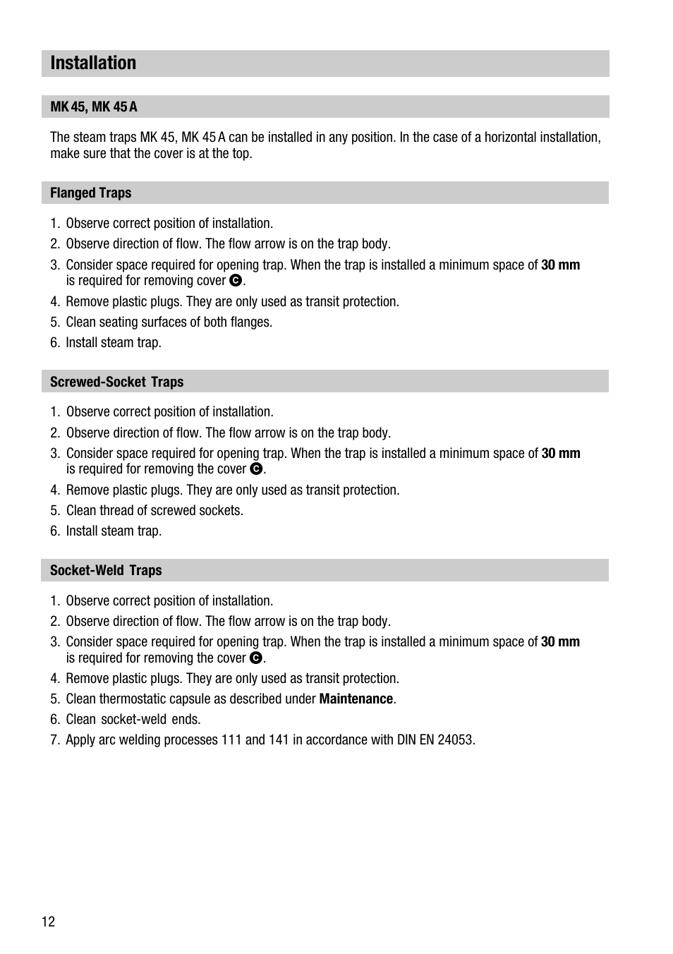 Installation | Flowserve MK 45 User Manual | Page 12 / 16