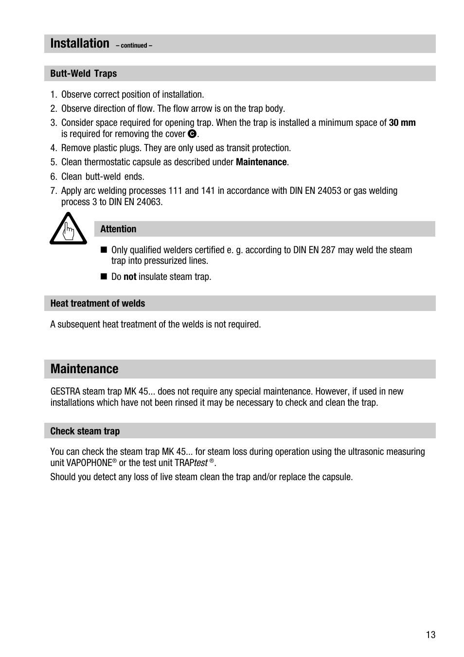 Installation, Maintenance | Flowserve MK 45 User Manual | Page 13 / 16