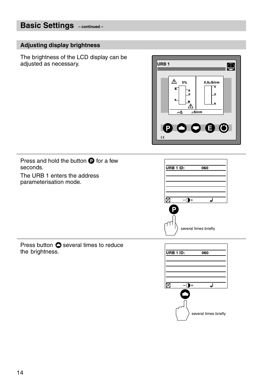 Basic settings | Flowserve URB 1 User Manual | Page 14 / 80