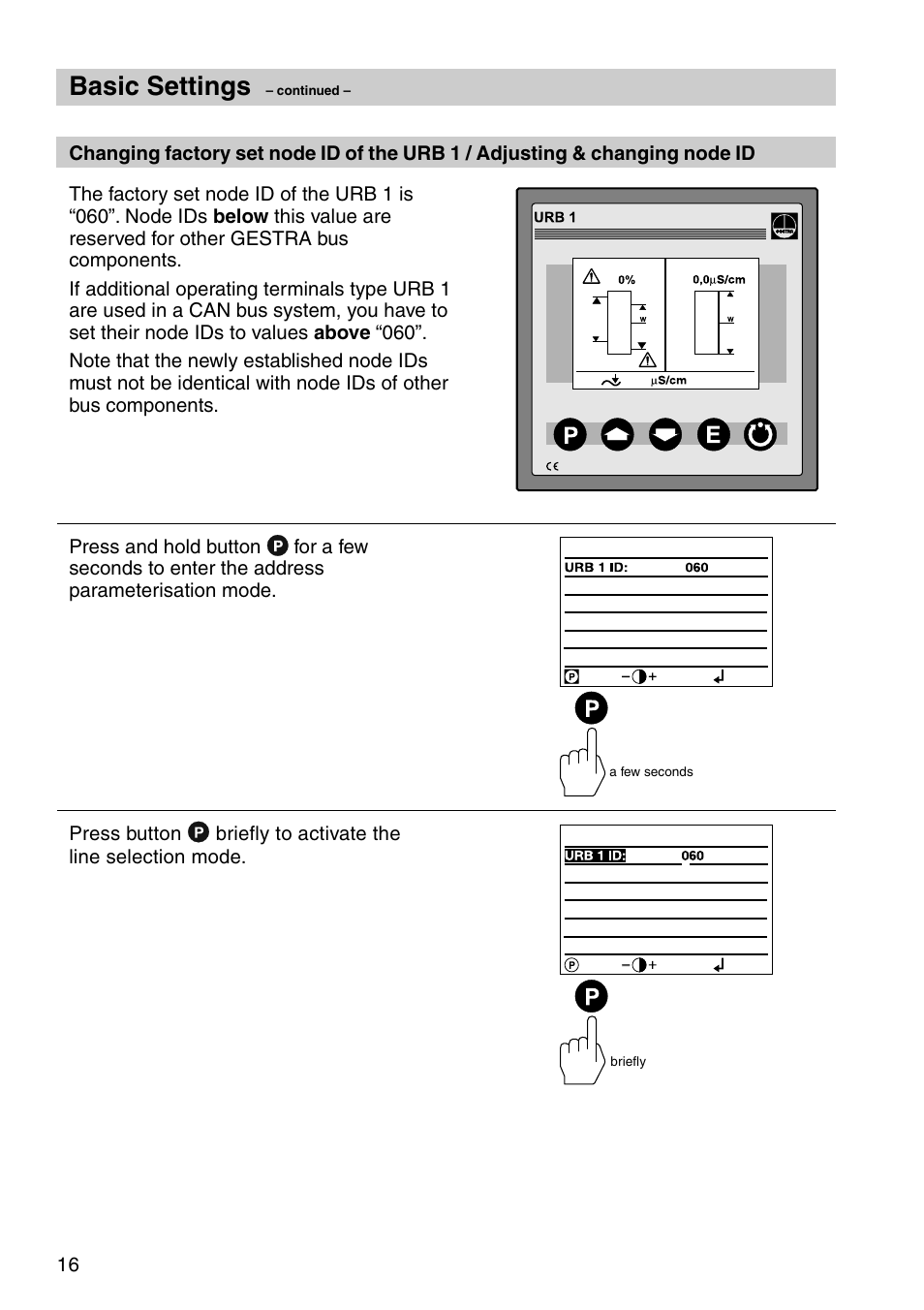 Basic settings | Flowserve URB 1 User Manual | Page 16 / 80