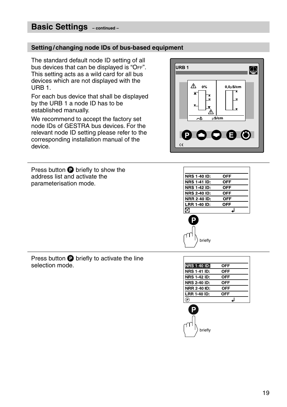 Basic settings | Flowserve URB 1 User Manual | Page 19 / 80
