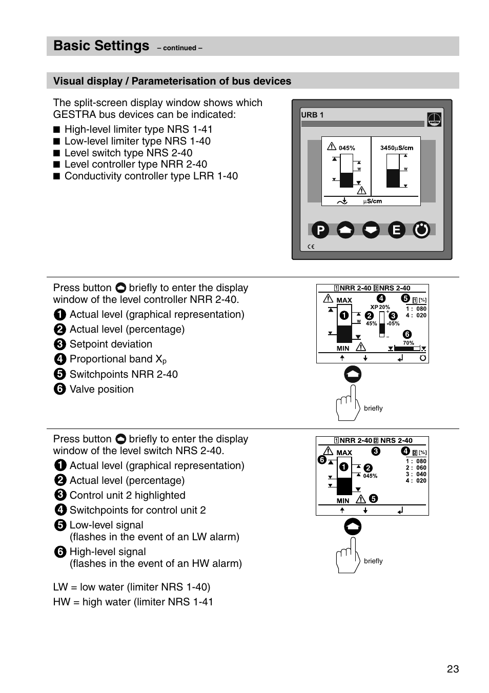 Basic settings | Flowserve URB 1 User Manual | Page 23 / 80