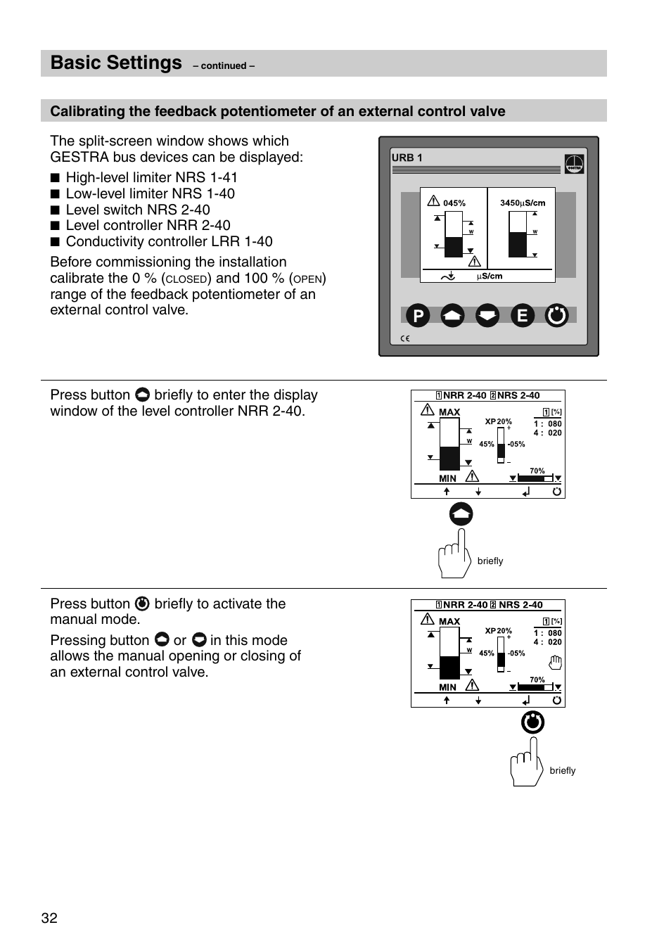 Basic settings | Flowserve URB 1 User Manual | Page 32 / 80