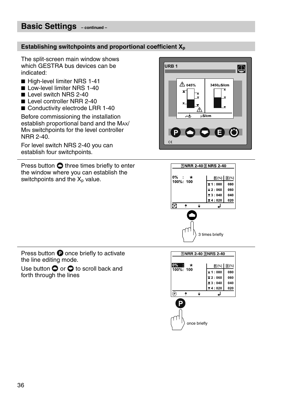 Basic settings | Flowserve URB 1 User Manual | Page 36 / 80