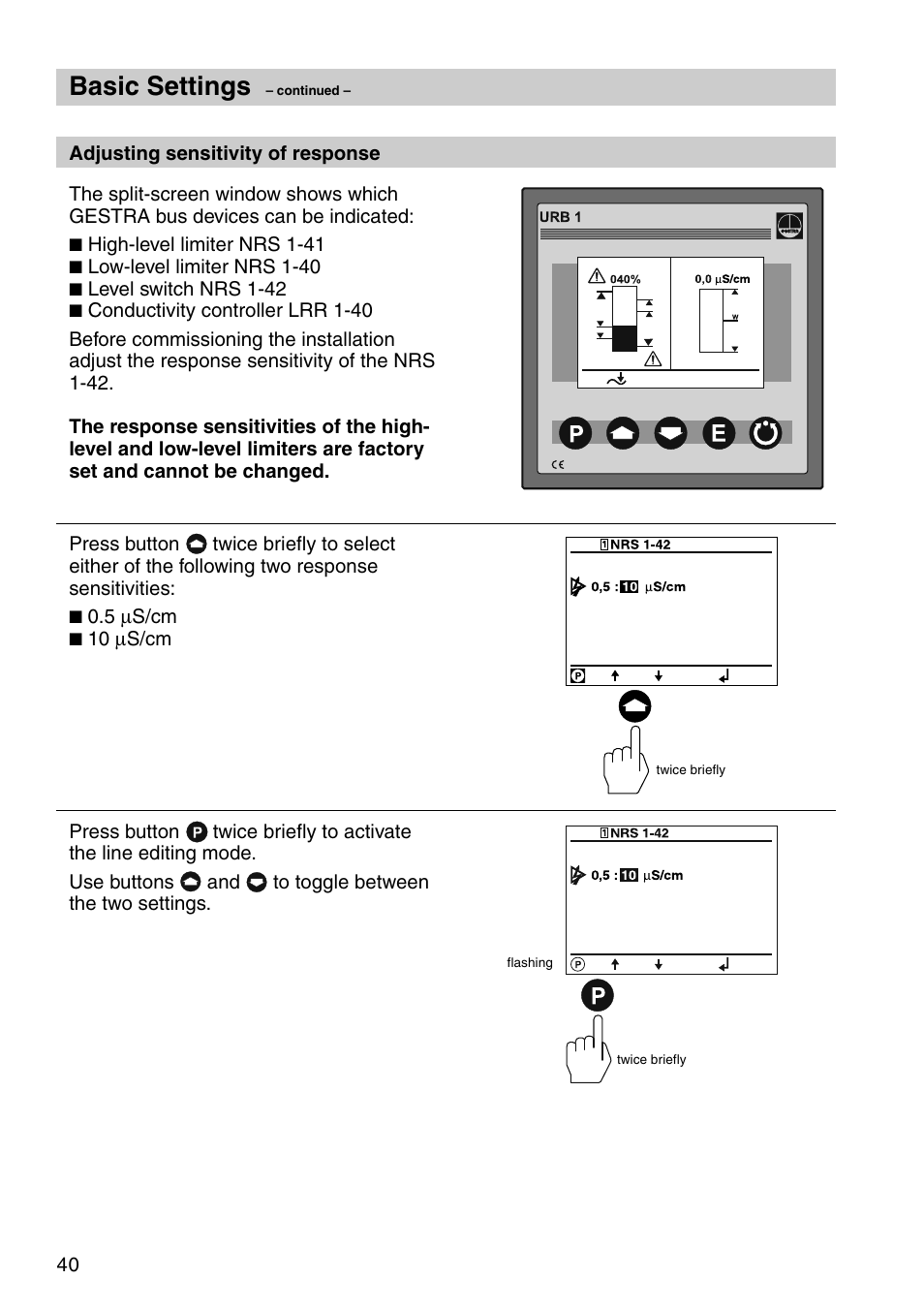 Basic settings | Flowserve URB 1 User Manual | Page 40 / 80