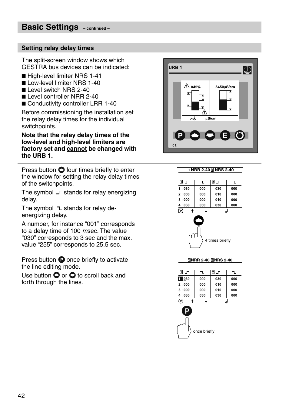 Basic settings | Flowserve URB 1 User Manual | Page 42 / 80