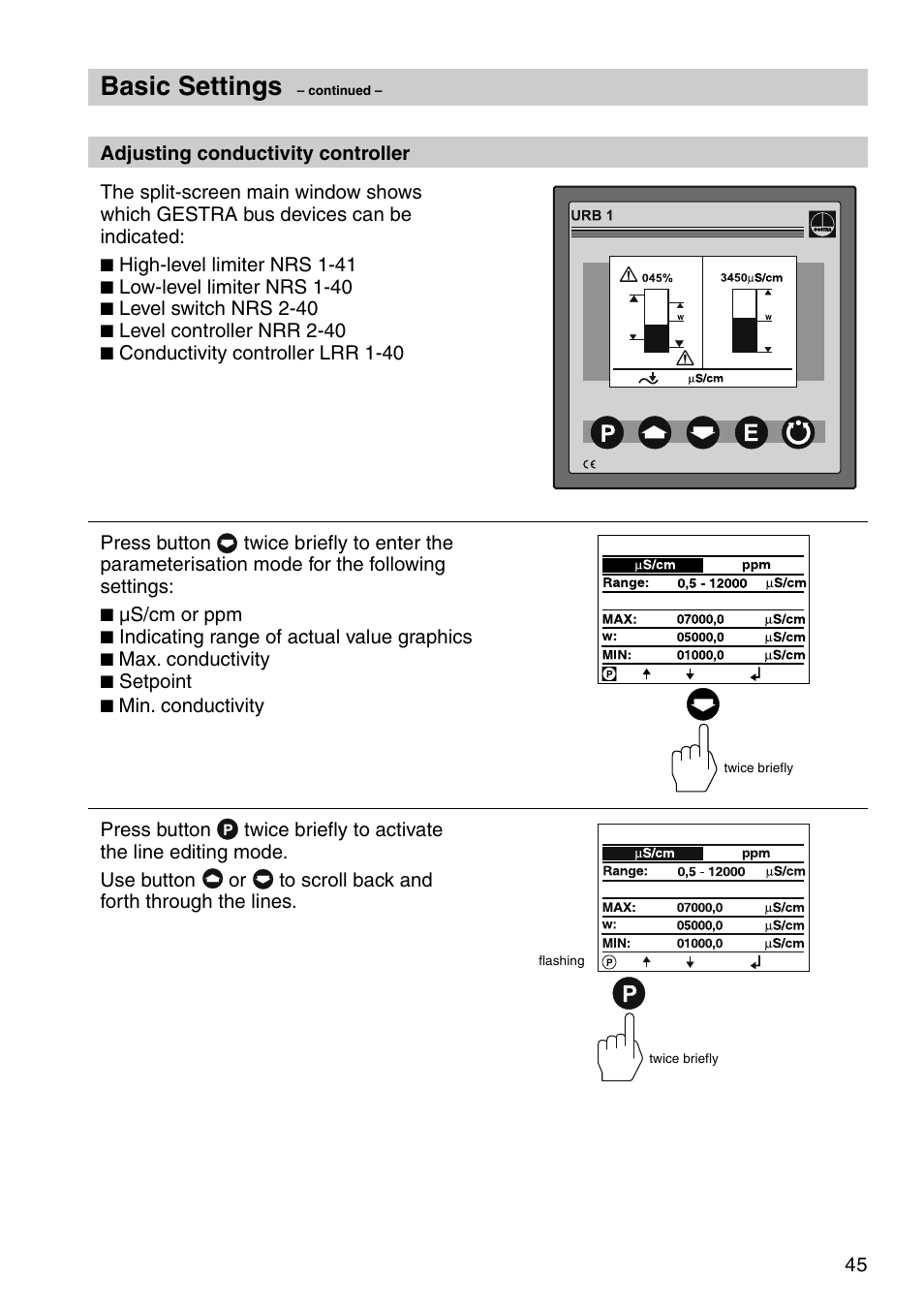 Basic settings | Flowserve URB 1 User Manual | Page 45 / 80