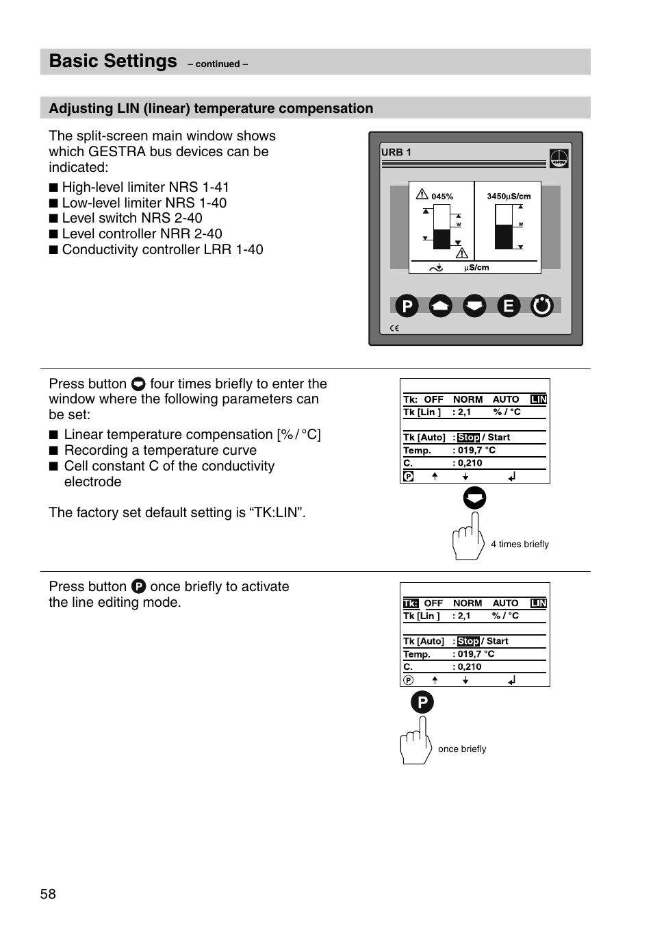 Basic settings | Flowserve URB 1 User Manual | Page 58 / 80