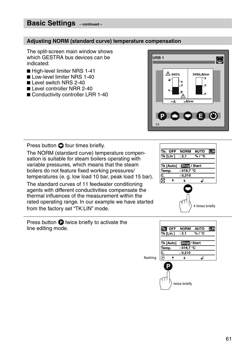 Basic settings | Flowserve URB 1 User Manual | Page 61 / 80