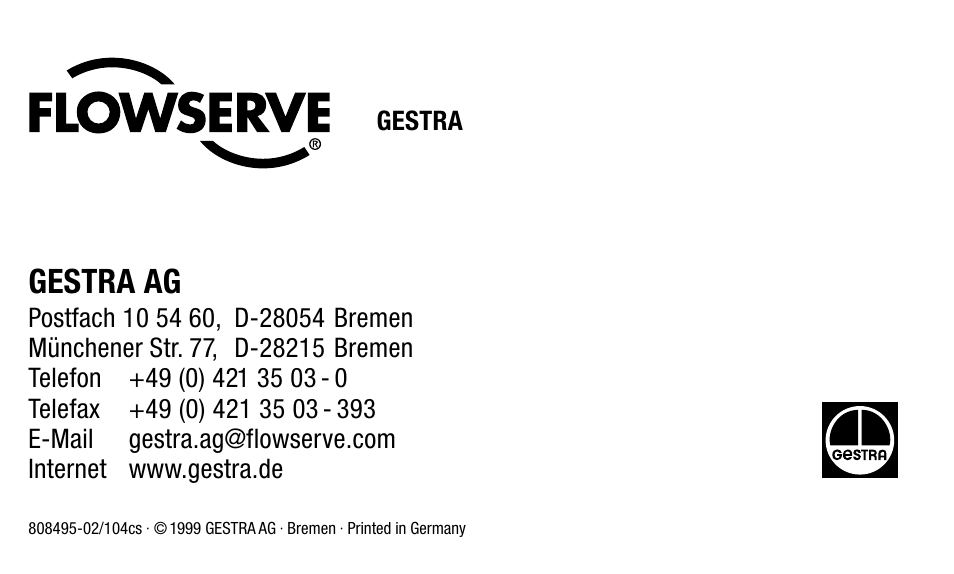 Gestra ag | Flowserve MK 35/31 User Manual | Page 36 / 36