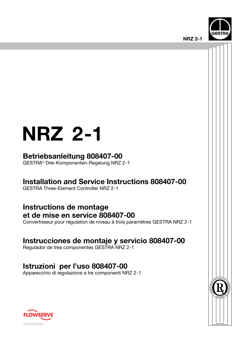 Flowserve NRZ 2-1 User Manual | 9 pages