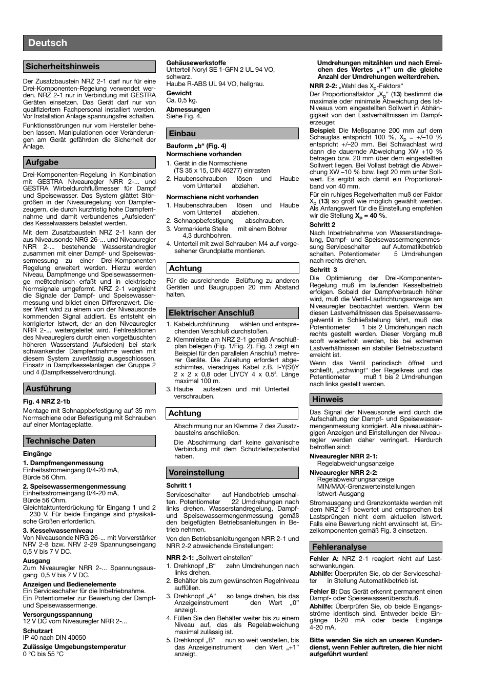 Deutsch, Sicherheitshinweis | Flowserve NRZ 2-1 User Manual | Page 4 / 9