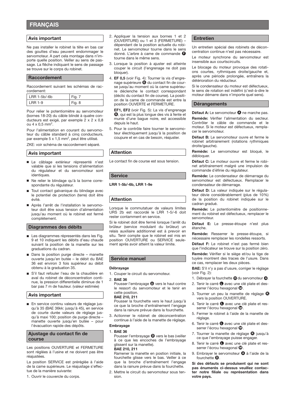Français, Attention | Flowserve BAE-ZKE User Manual | Page 11 / 18