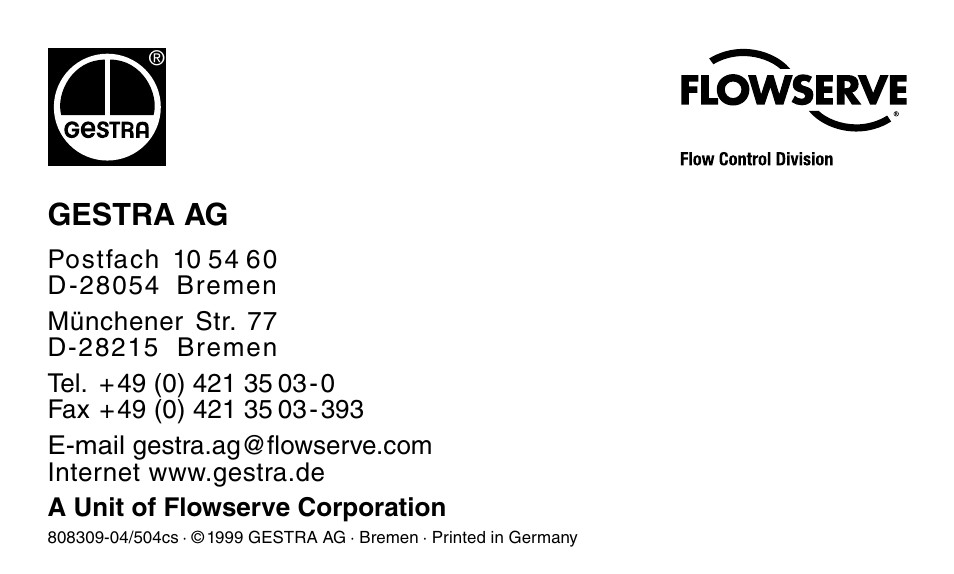 Flowserve MK 36/51 User Manual | Page 64 / 64