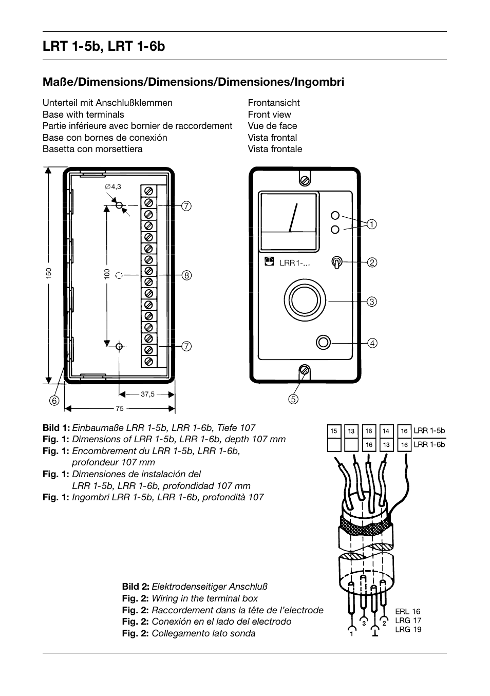 Lrt 1-5b, lrt 1-6b, Maße/dimensions/dimensions/dimensiones/ingombri | Flowserve LRR 1-5 User Manual | Page 2 / 8