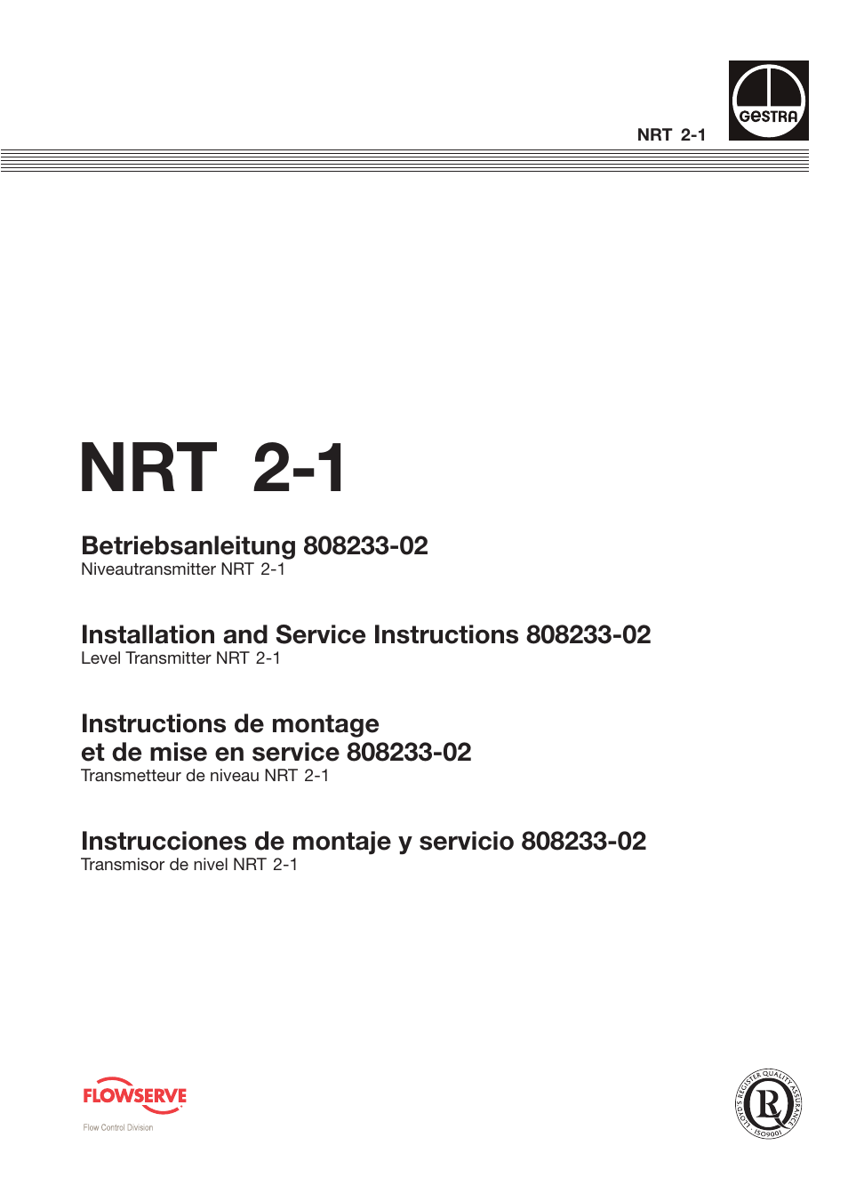 Flowserve NRT 2-1 User Manual | 7 pages