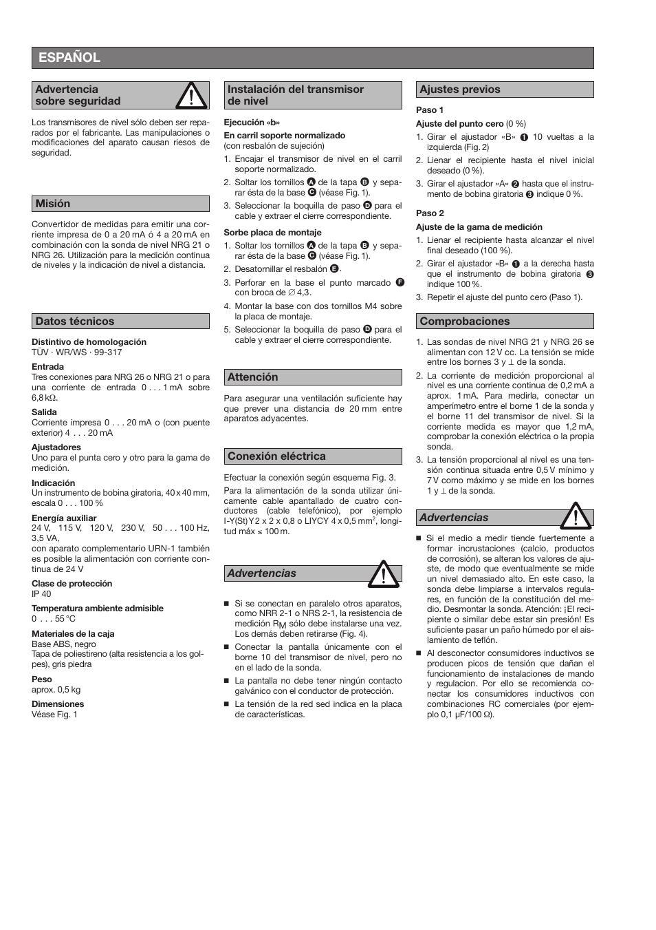 Español | Flowserve NRT 2-1 User Manual | Page 6 / 7