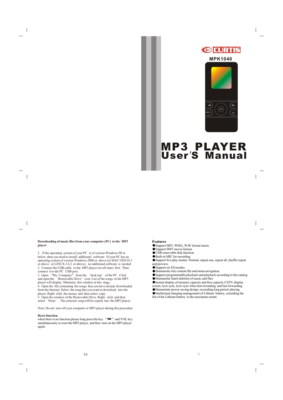 Curtis MPK1040 User Manual | 10 pages