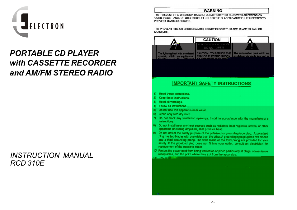 Curtis RCD 310E User Manual | 7 pages