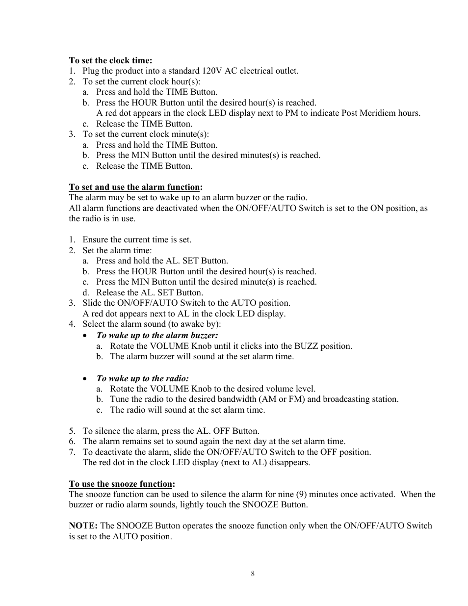Curtis CR1336 User Manual | Page 8 / 9