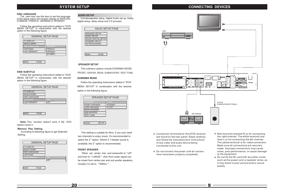 Т³гж 10, System setup connecting devices | Curtis DVD5045 User Manual | Page 10 / 15