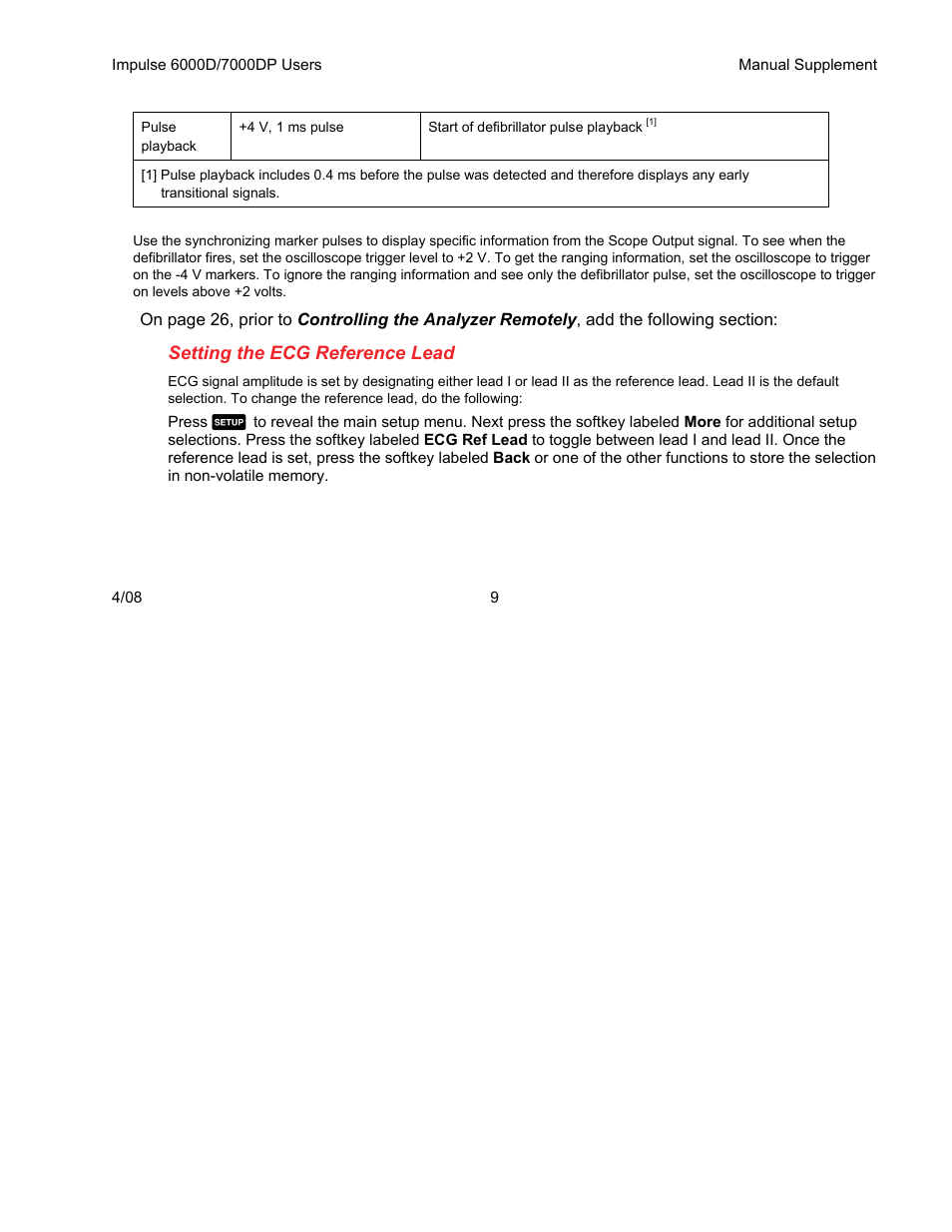 Fluke Biomedical 6000D Impulse Supplement User Manual | Page 10 / 12