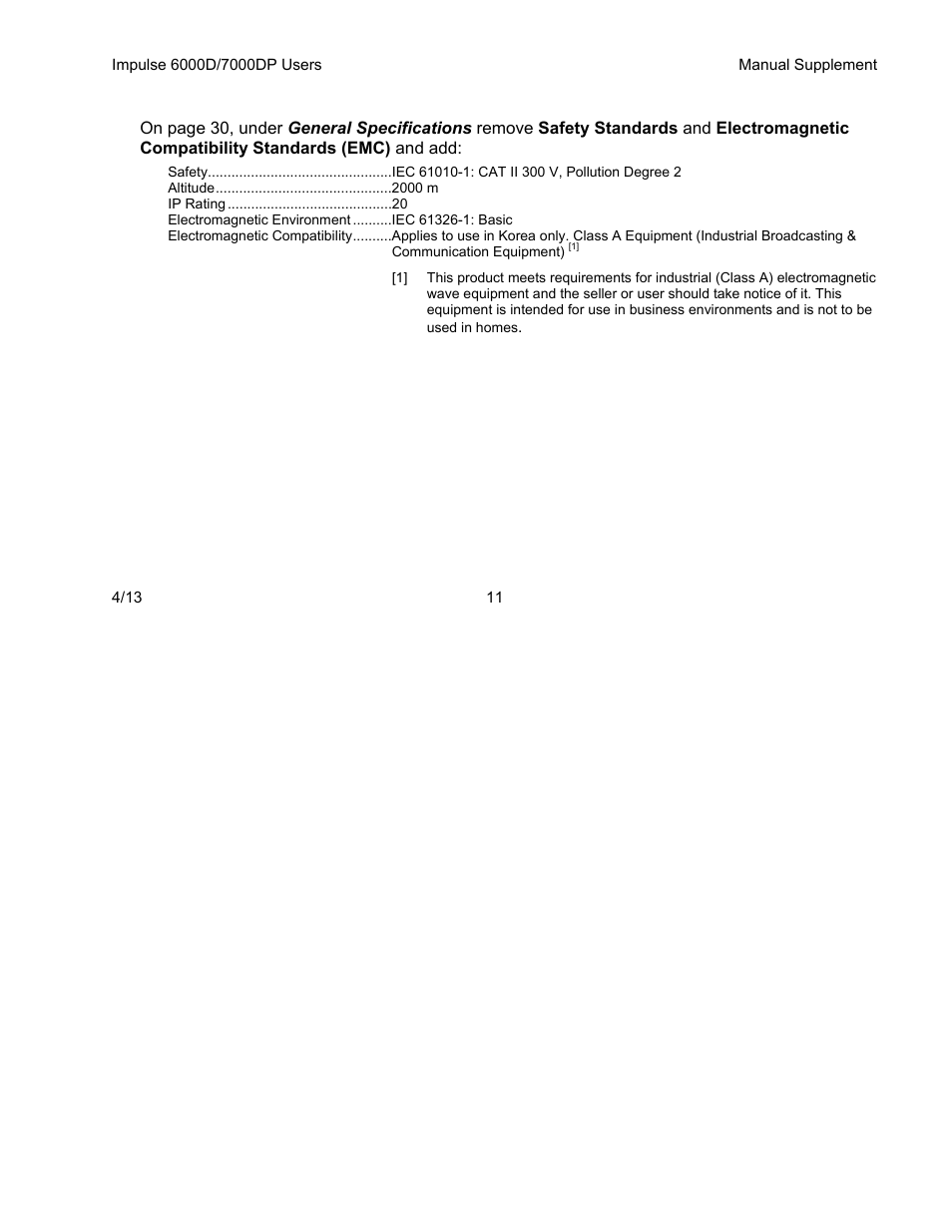 Fluke Biomedical 6000D Impulse Supplement User Manual | Page 12 / 12