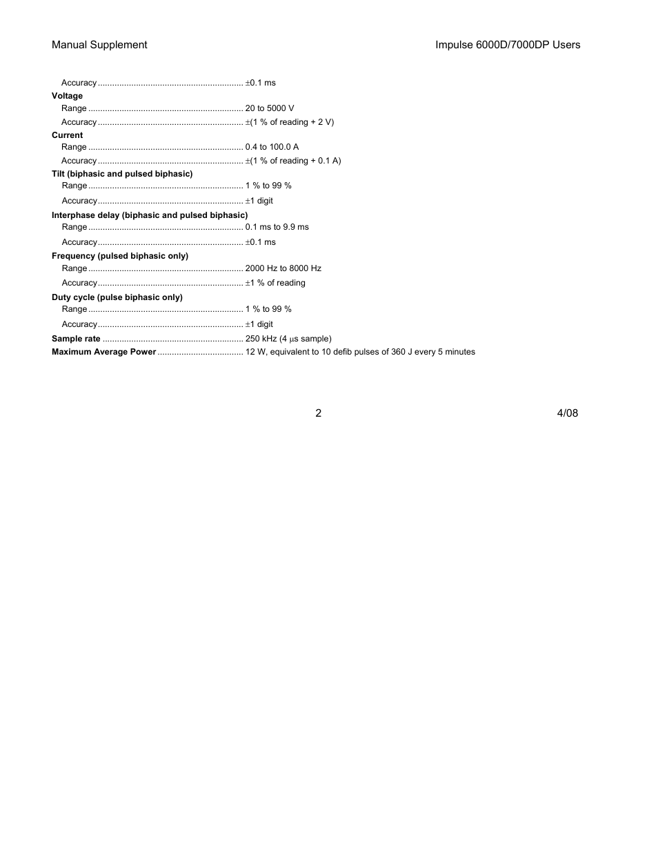 Fluke Biomedical 6000D Impulse Supplement User Manual | Page 3 / 12