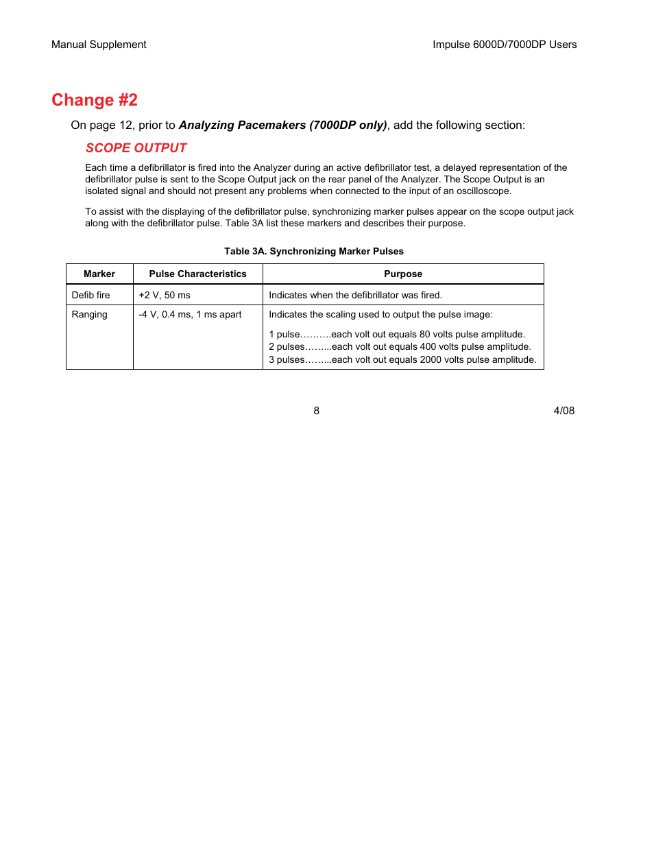 Change #2 | Fluke Biomedical 6000D Impulse Supplement User Manual | Page 9 / 12