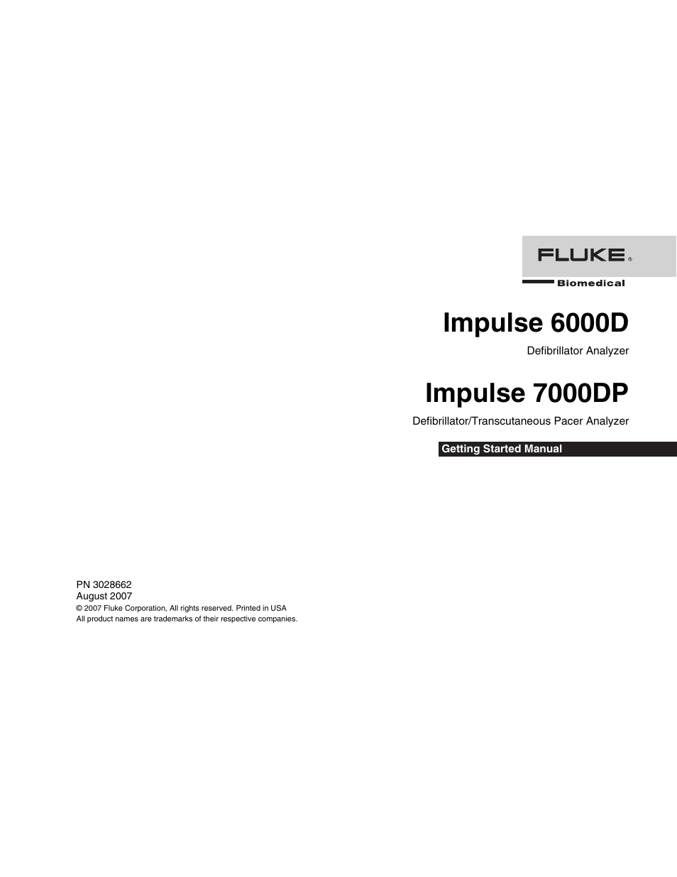 Fluke Biomedical 6000D Impulse Getting Started User Manual | 36 pages