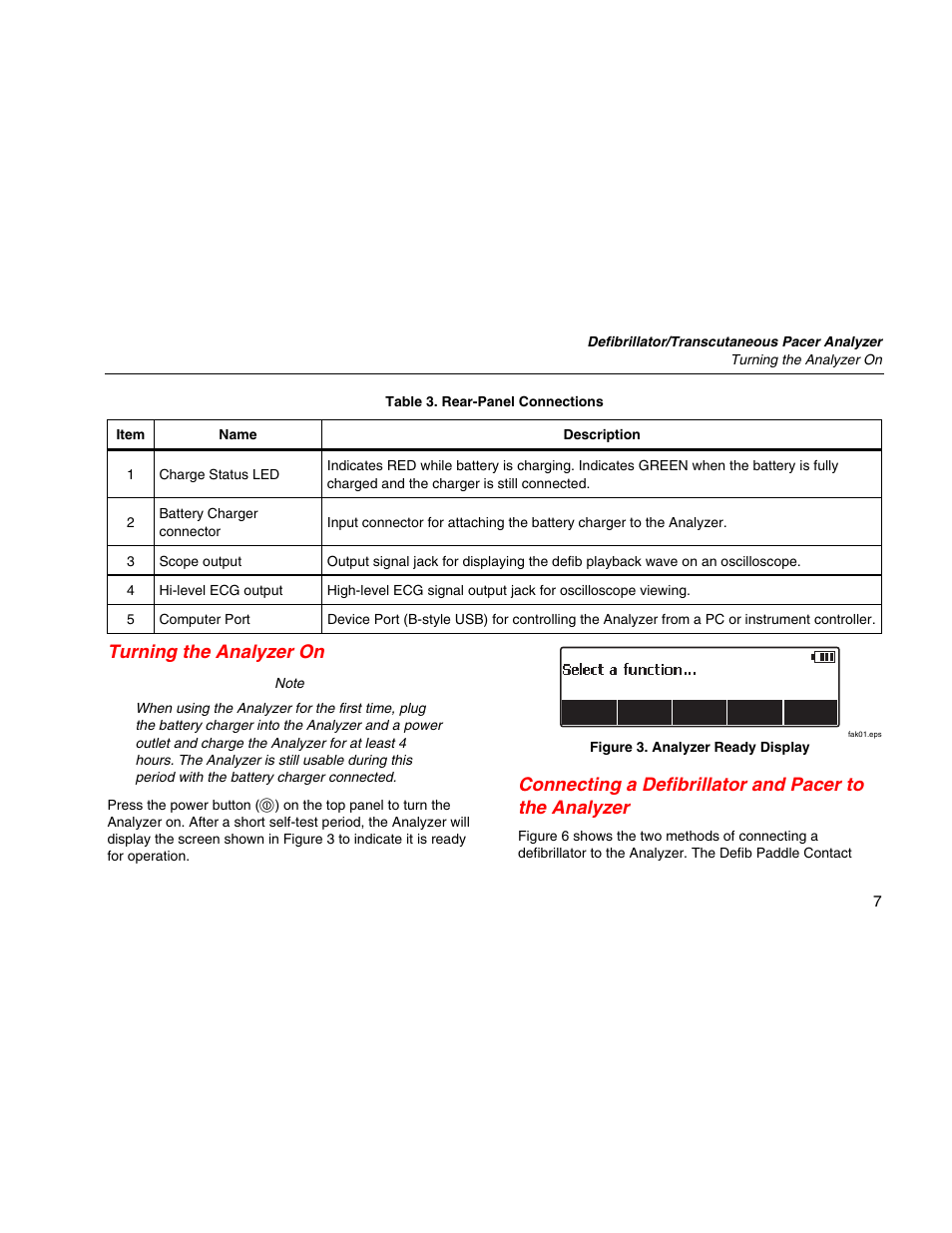 Turning the analyzer on | Fluke Biomedical 6000D Impulse Getting Started User Manual | Page 19 / 36