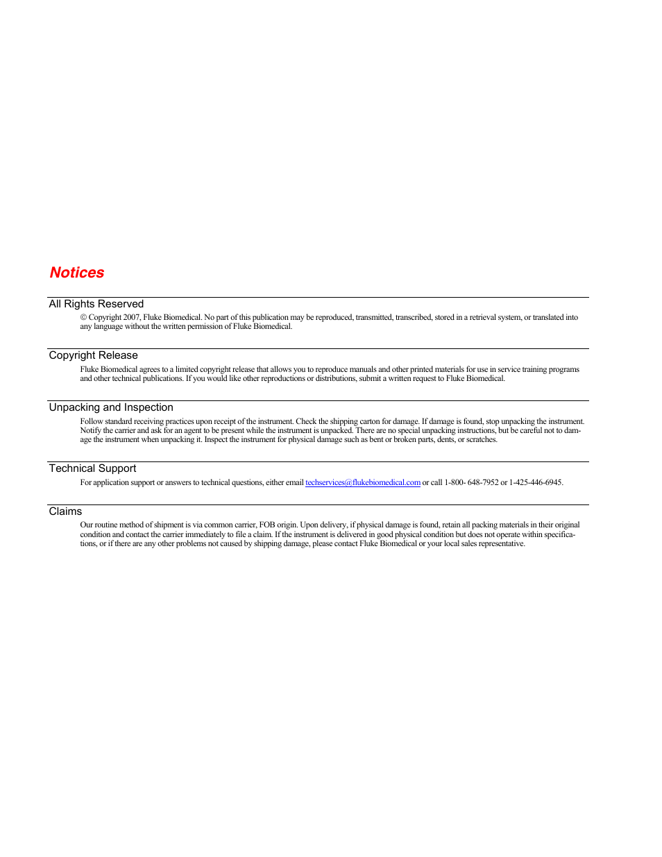 Notices | Fluke Biomedical 6000D Impulse Getting Started User Manual | Page 3 / 36