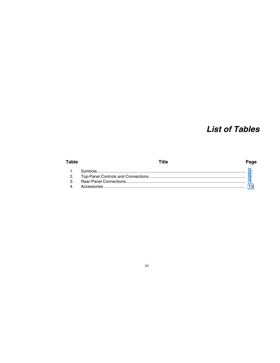 List of tables | Fluke Biomedical 6000D Impulse Getting Started User Manual | Page 9 / 36