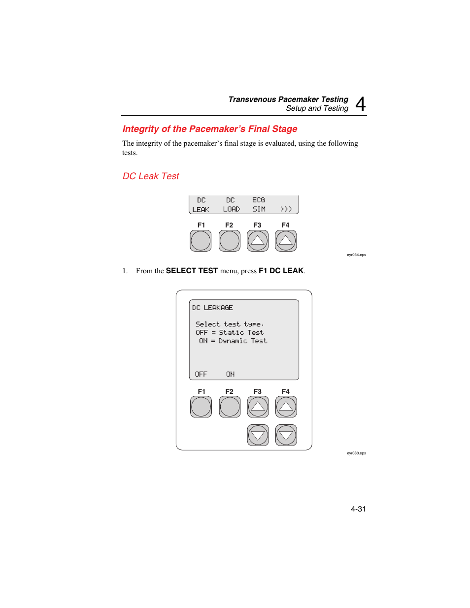 Integrity of the pacemaker's final stage, Dc leak test | Fluke Biomedical SigmaPace 1000 User Manual | Page 117 / 154